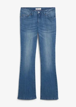 bonprix Jeans|Kurzgrößen^Bootcut Jeans Mid Waist, Stretch blau used