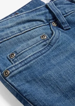 bonprix Jeans|Kurzgrößen^Bootcut Jeans Mid Waist, Stretch blau used