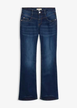 bonprix Kurzgrößen|Bekleidung·Shirts & Tops^Bootcut Jeans Mid Waist, Stretch blau denim used