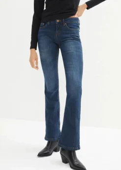 bonprix Kurzgrößen|Bekleidung·Shirts & Tops^Bootcut Jeans Mid Waist, Stretch dunkelblau used