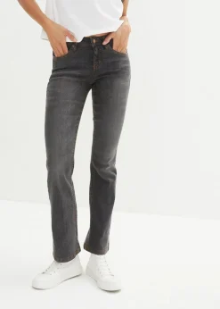 bonprix Jeans|Kurzgrößen^Bootcut Jeans Mid Waist, Stretch schwarz used