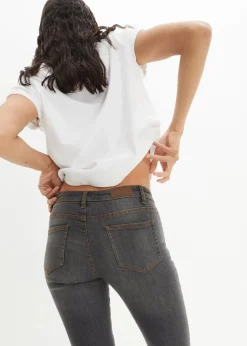 bonprix Jeans|Kurzgrößen^Bootcut Jeans Mid Waist, Stretch schwarz used
