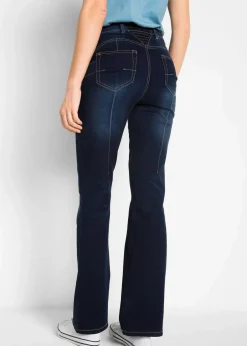 bonprix Jeans|Bekleidung·Shirts & Tops^Bootcut Jeans Mid Waist, Shaping dunkelblau denim