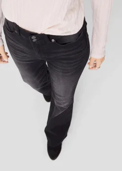 bonprix Bekleidung·Shirts & Tops|Jeans^Bootcut Jeans Mid Waist, Shaping schwarz denim