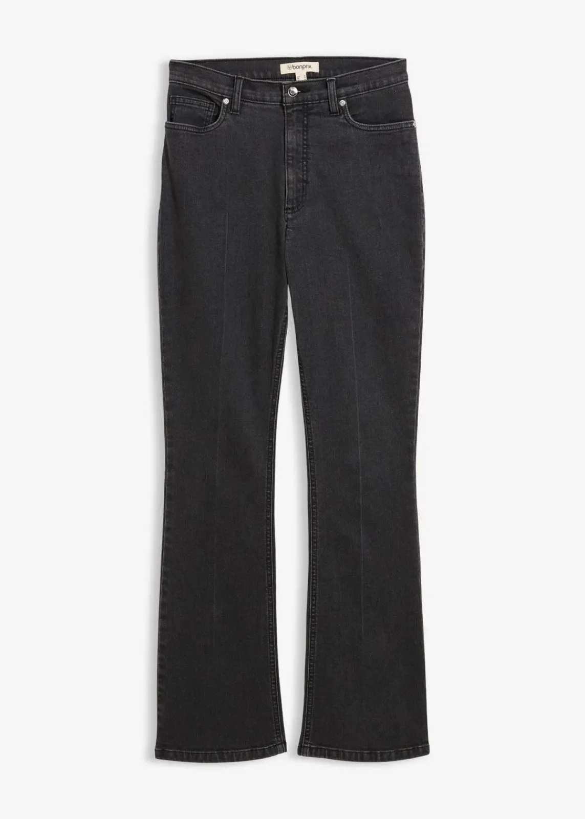 bonprix Jeans|Bekleidung·Shirts & Tops^Bootcut-Jeans High Waist dunkelgrau denim used