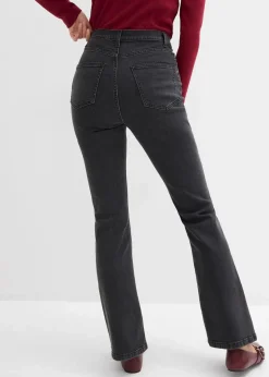 bonprix Jeans|Bekleidung·Shirts & Tops^Bootcut-Jeans High Waist dunkelgrau denim used
