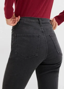 bonprix Jeans|Bekleidung·Shirts & Tops^Bootcut-Jeans High Waist dunkelgrau denim used