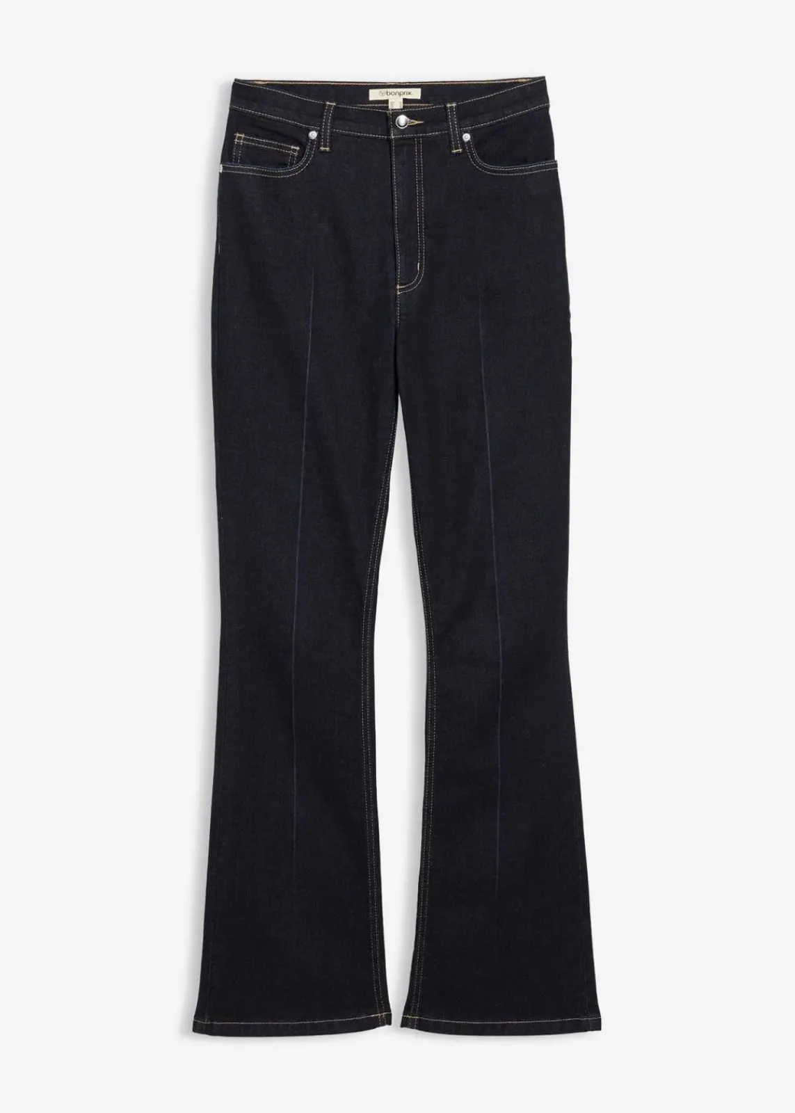 bonprix Bekleidung·Shirts & Tops|Jeans^Bootcut-Jeans High Waist dunkelblau denim used