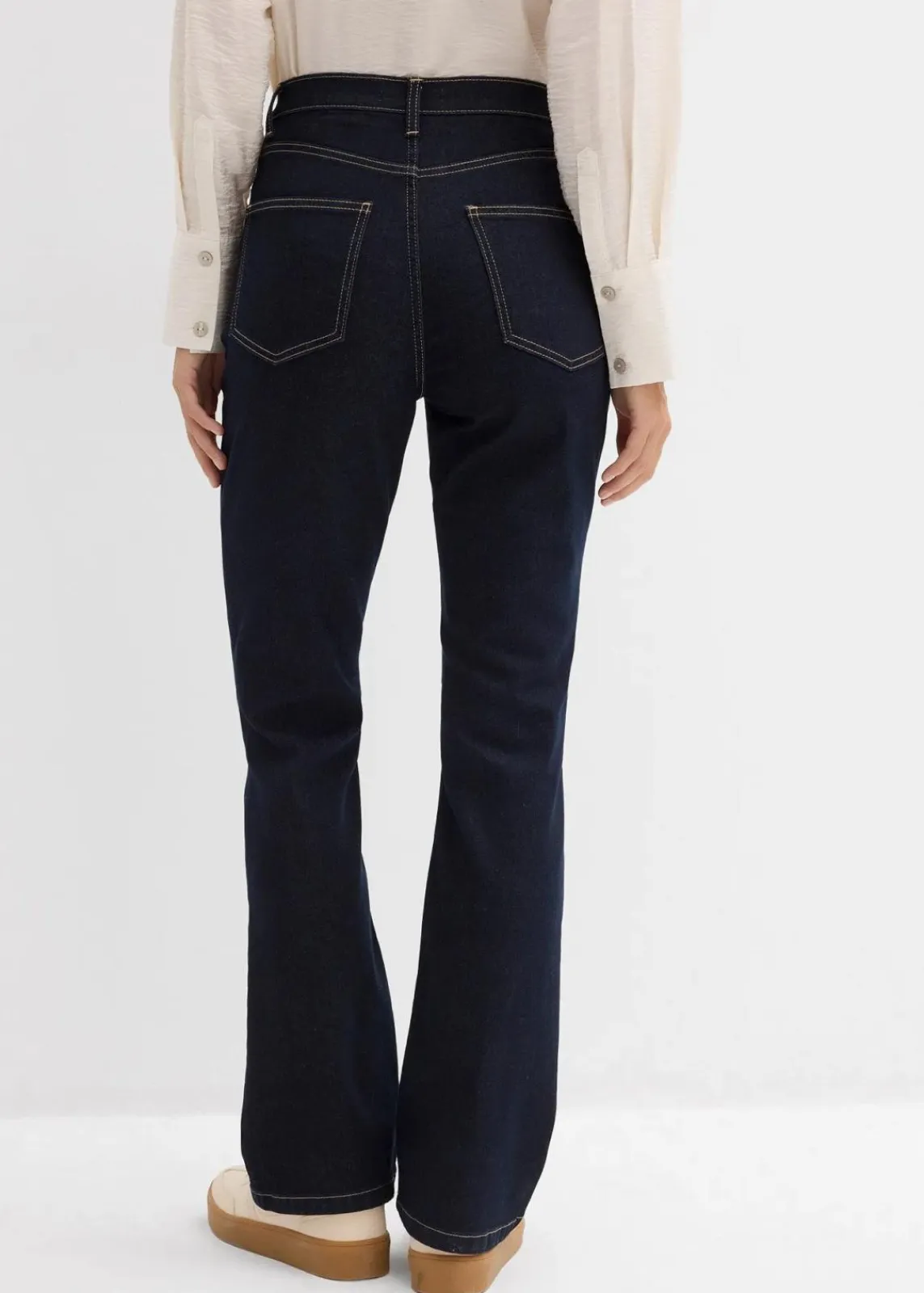 bonprix Bekleidung·Shirts & Tops|Jeans^Bootcut-Jeans High Waist dunkelblau denim used