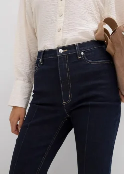 bonprix Bekleidung·Shirts & Tops|Jeans^Bootcut-Jeans High Waist dunkelblau denim used