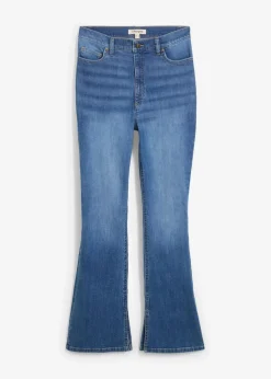 bonprix Bekleidung·Shirts & Tops|Jeans^Bootcut-Jeans High Waist blau denim used