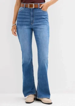 bonprix Bekleidung·Shirts & Tops|Jeans^Bootcut-Jeans High Waist blau denim used