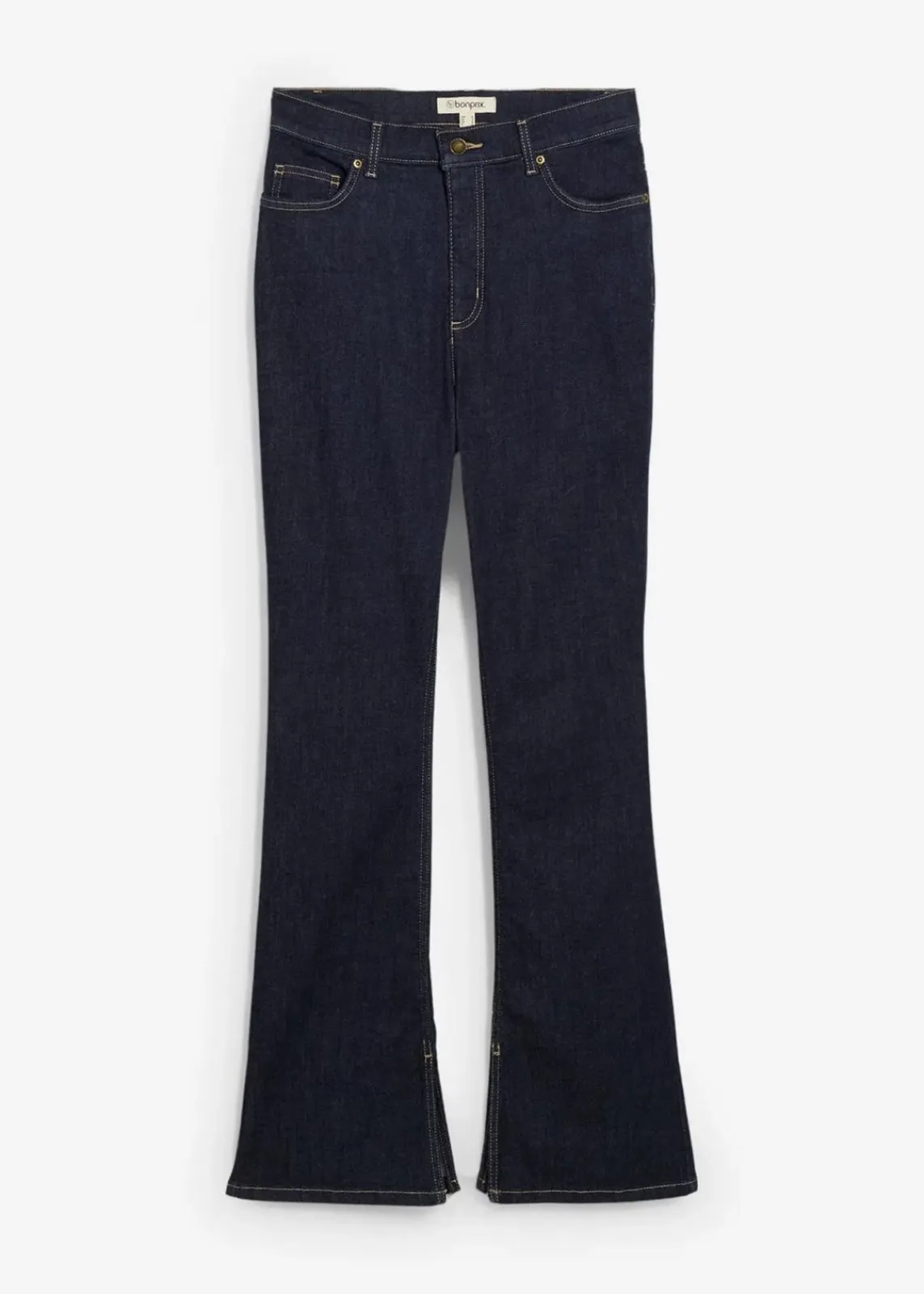 bonprix Jeans|Bekleidung·Shirts & Tops^Bootcut-Jeans High Waist tiefblau denim ungewaschen