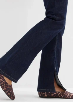 bonprix Jeans|Bekleidung·Shirts & Tops^Bootcut-Jeans High Waist tiefblau denim ungewaschen