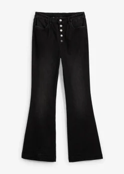 bonprix Bekleidung·Shirts & Tops|Jeans^Bootcut-Jeans High Waist, Bequembund schwarz denim used