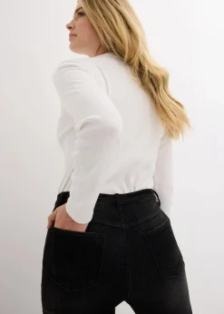 bonprix Bekleidung·Shirts & Tops|Jeans^Bootcut-Jeans High Waist, Bequembund schwarz denim used