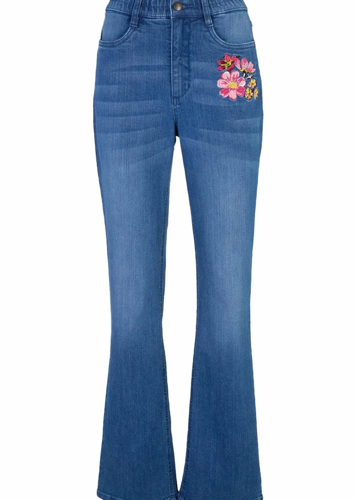 bonprix Bekleidung·Shirts & Tops|Jeans^Bootcut-Jeans High Waist, Bequembund blau denim used
