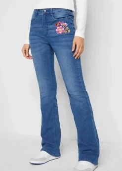 bonprix Bekleidung·Shirts & Tops|Jeans^Bootcut-Jeans High Waist, Bequembund blau denim used