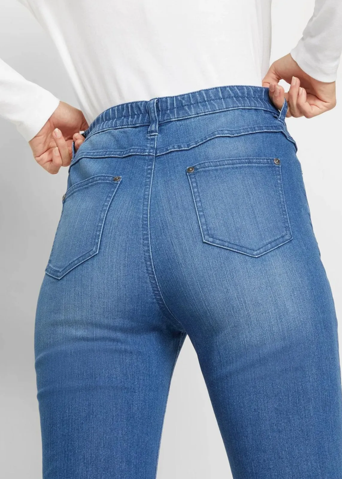 bonprix Bekleidung·Shirts & Tops|Jeans^Bootcut-Jeans High Waist, Bequembund blau denim used