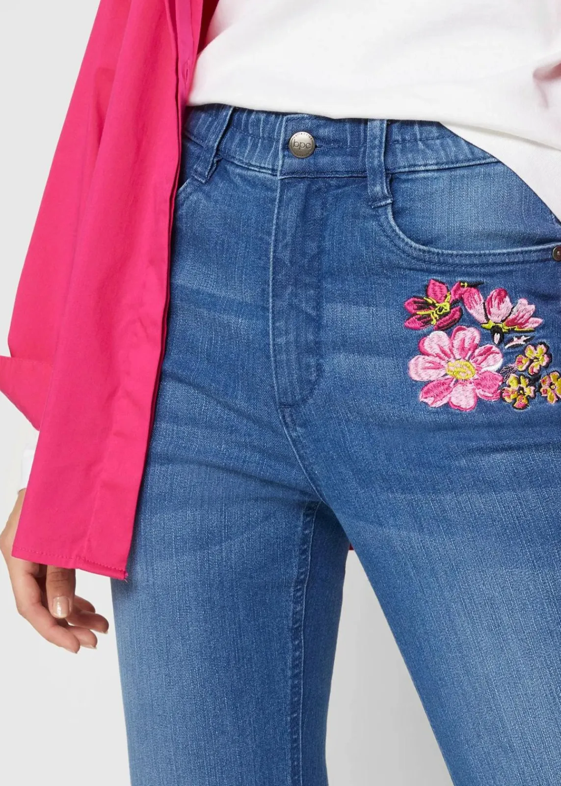 bonprix Bekleidung·Shirts & Tops|Jeans^Bootcut-Jeans High Waist, Bequembund blau denim used