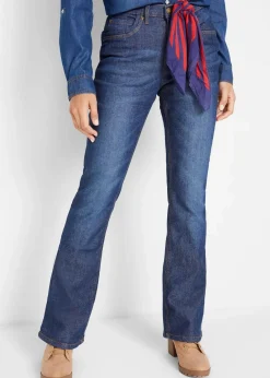 bonprix Bekleidung·Shirts & Tops|Thermobekleidung^Bootcut-Jeans High Waist, Thermo dunkelblau used