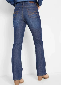 bonprix Bekleidung·Shirts & Tops|Thermobekleidung^Bootcut-Jeans High Waist, Thermo dunkelblau used