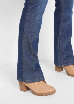 bonprix Bekleidung·Shirts & Tops|Thermobekleidung^Bootcut-Jeans High Waist, Thermo dunkelblau used
