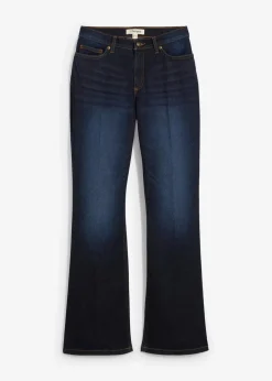 bonprix Jeans|Bekleidung·Shirts & Tops^Bootcut-Jeans Mid Waist dunkelblau denim used