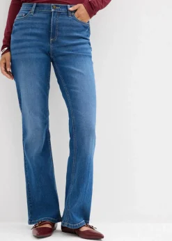 bonprix Jeans|Bekleidung·Shirts & Tops^Bootcut-Jeans Mid Waist mittelblau denim used