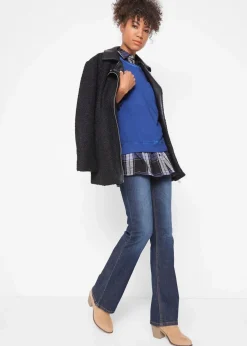 bonprix Jeans|Kurzgrößen^Bootcut-Jeans Mid Waist, Komfort-Stretch dunkelblau used