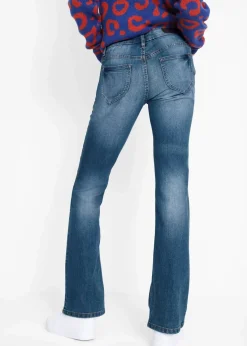 bonprix Kurzgrößen|Bekleidung·Shirts & Tops^Bootcut-Jeans Mid Waist, Komfort-Stretch blau used