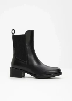 bonprix Gefütterte Winterschuhe|Boots^Boots aus Leder schwarz