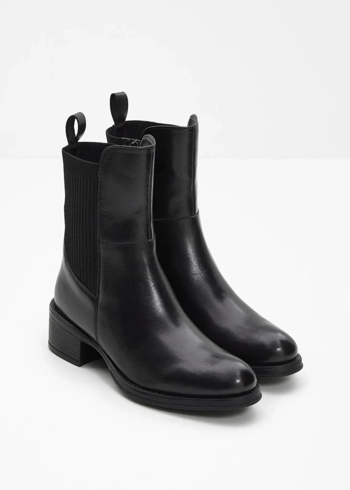 bonprix Gefütterte Winterschuhe|Boots^Boots aus Leder schwarz