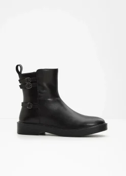 bonprix Gefütterte Winterschuhe|Boots^Boots aus Leder schwarz