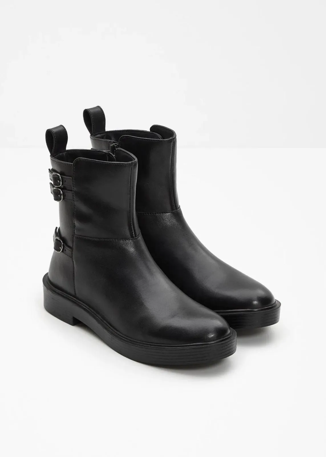 bonprix Gefütterte Winterschuhe|Boots^Boots aus Leder schwarz