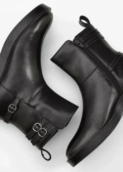 bonprix Gefütterte Winterschuhe|Boots^Boots aus Leder schwarz