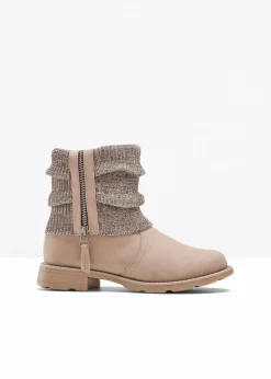 bonprix Schuhe & Accessoires In Spezialgrößen·Schuhe In Übergröße|Boots^Boots mit Strickeinsatz taupe