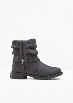 bonprix Boots|Schuhe & Accessoires In Spezialgrößen·Schuhe In Übergröße^Boots mit Strickeinsatz anthrazit