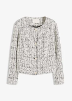 bonprix Bekleidung·Umstandsmode|Bekleidung·Jeans^Bouclé Cardigan aus Baumwolle schwarz/weiß meliert