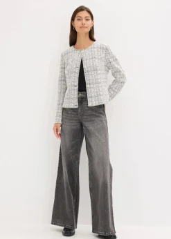 bonprix Bekleidung·Umstandsmode|Bekleidung·Jeans^Bouclé Cardigan aus Baumwolle schwarz/weiß meliert