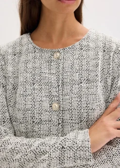 bonprix Bekleidung·Umstandsmode|Bekleidung·Jeans^Bouclé Cardigan aus Baumwolle schwarz/weiß meliert