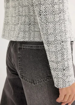 bonprix Bekleidung·Umstandsmode|Bekleidung·Jeans^Bouclé Cardigan aus Baumwolle schwarz/weiß meliert
