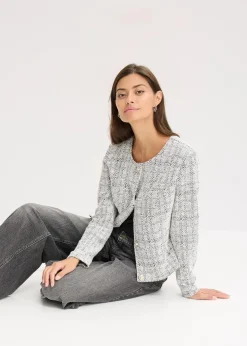 bonprix Bekleidung·Umstandsmode|Bekleidung·Jeans^Bouclé Cardigan aus Baumwolle schwarz/weiß meliert