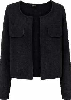 bonprix Pullover & Strickjacken|Strickmode^Bouclé Strickjacke schwarz