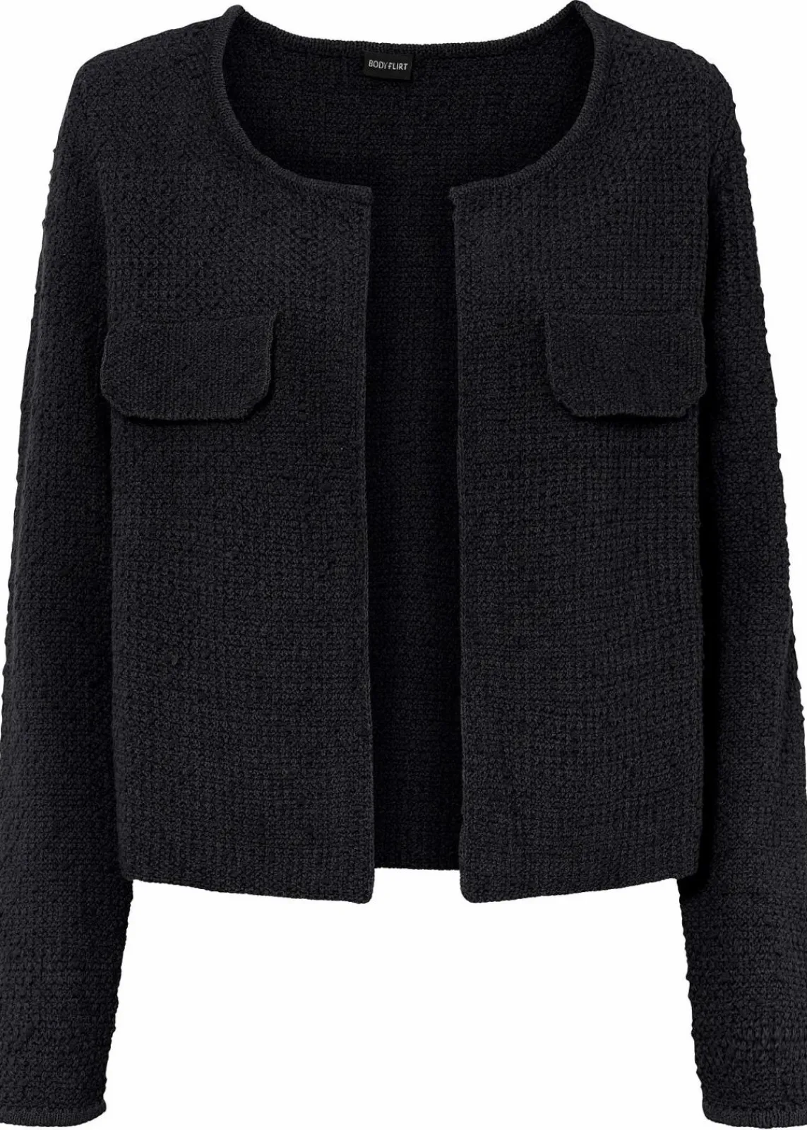 bonprix Pullover & Strickjacken|Strickmode^Bouclé Strickjacke schwarz