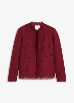 bonprix Jacken & Mäntel|Bekleidung·Hosen^Bouclé-Jacke rhododendronrot