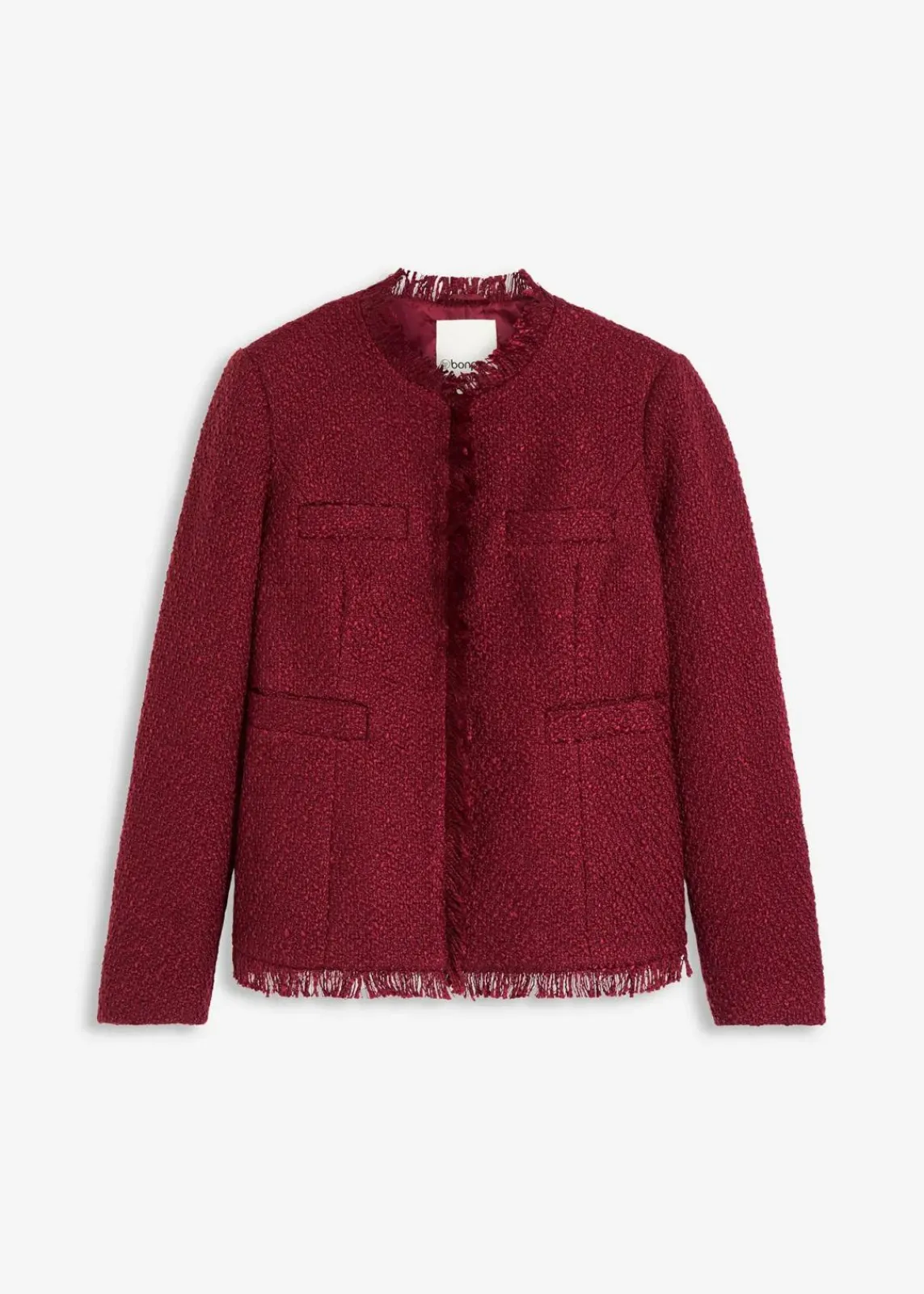 bonprix Jacken & Mäntel|Bekleidung·Hosen^Bouclé-Jacke rhododendronrot