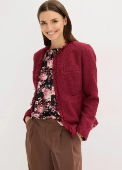 bonprix Jacken & Mäntel|Bekleidung·Hosen^Bouclé-Jacke rhododendronrot