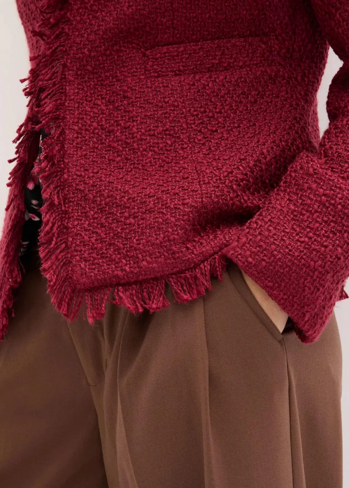 bonprix Jacken & Mäntel|Bekleidung·Hosen^Bouclé-Jacke rhododendronrot