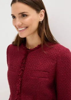 bonprix Jacken & Mäntel|Bekleidung·Hosen^Bouclé-Jacke rhododendronrot